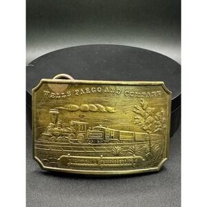 Wells Fargo And Company Brass Belt Buckle - Vintage Tiffany New York Arizona Ter